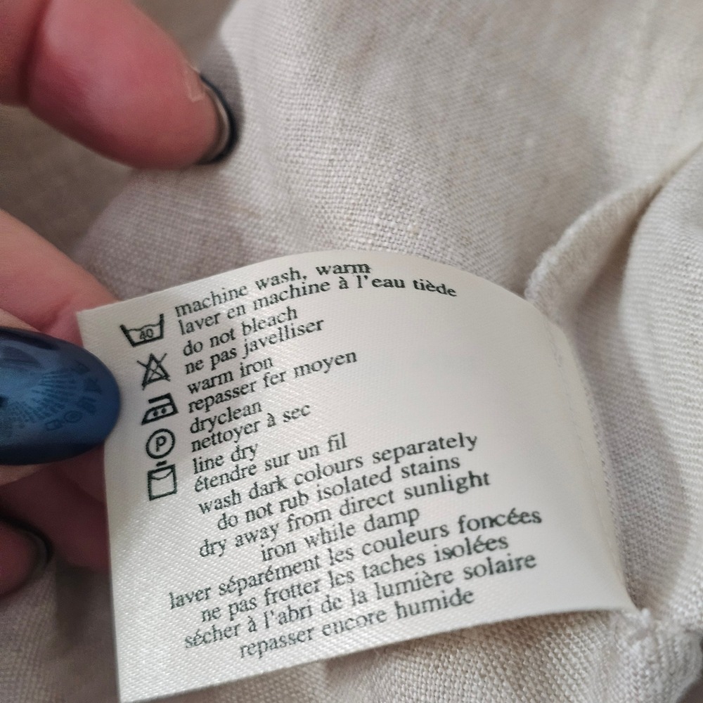 Vintage Laura Ashley Linen Button Front Maxi Dress 12 Beige Minimalist Neutral - Picture 11 of 11
